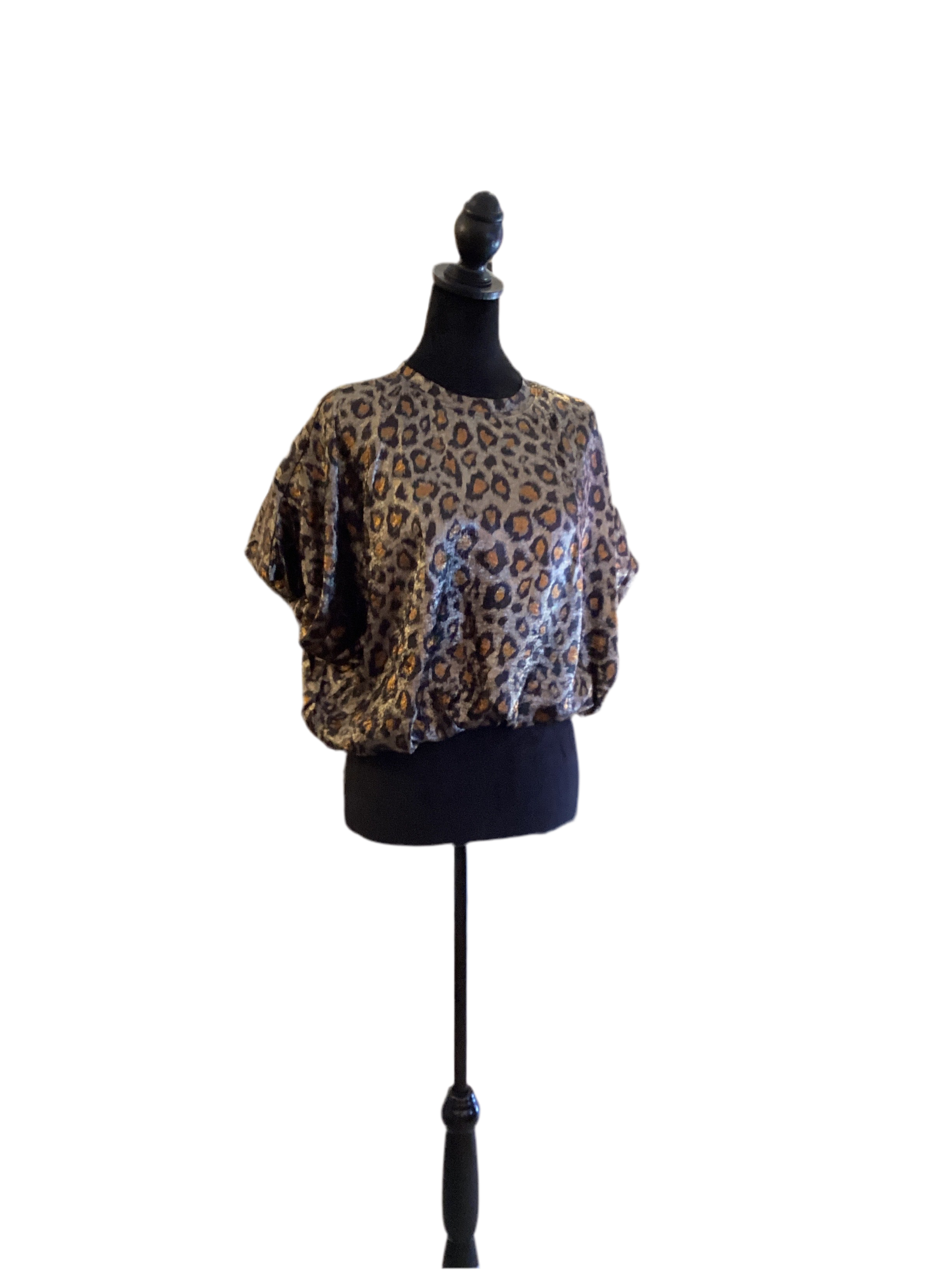 Jodifl black metallic animal crop top