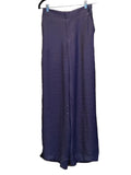 Glam navy high waist front zip side pocket flowy pants