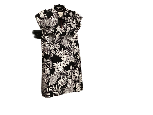 Black & Cream tropical print dress