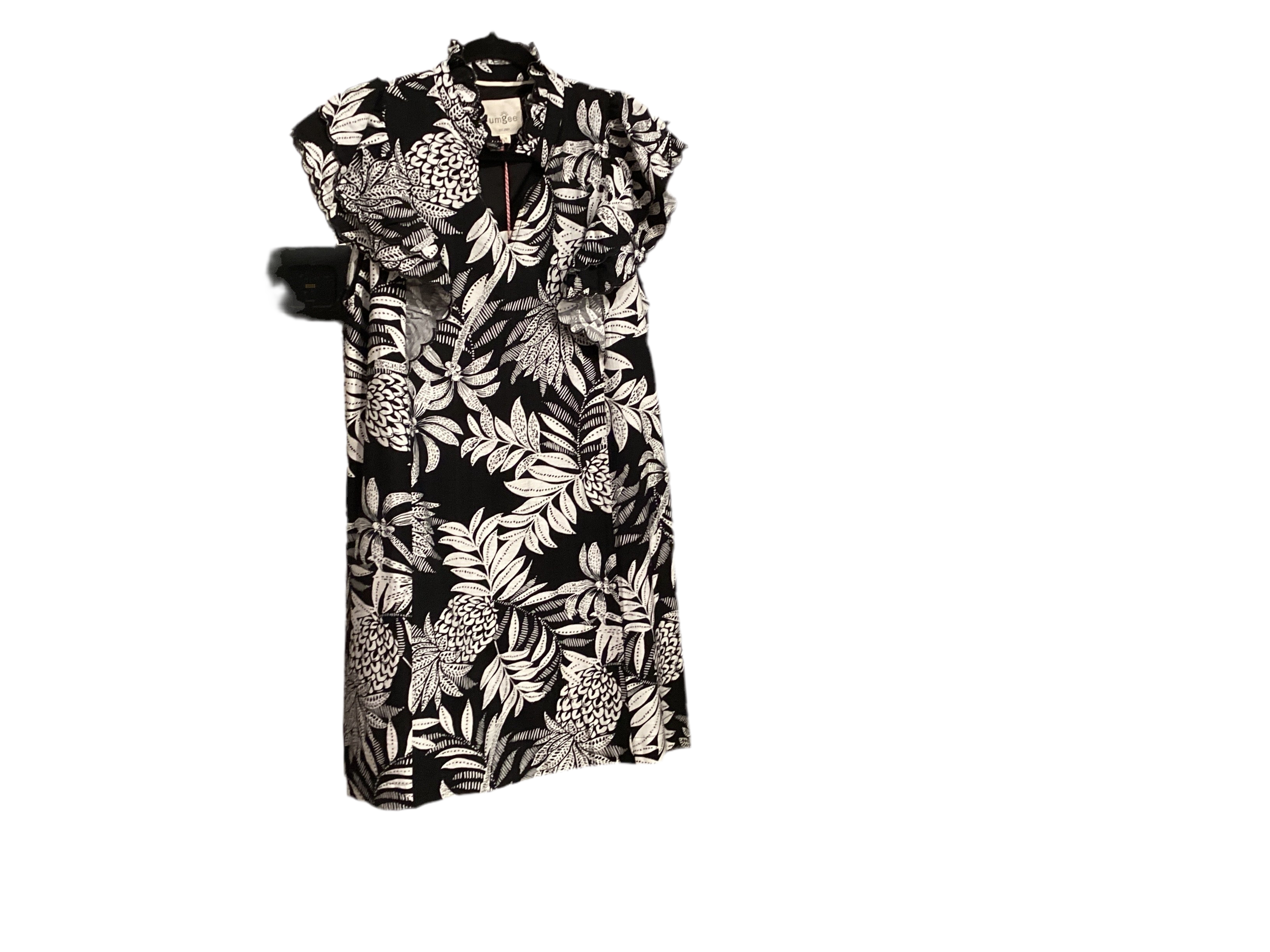 Black & Cream tropical print dress