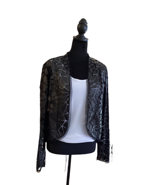 Joseph Ribkoff black satin and sheer look jacket