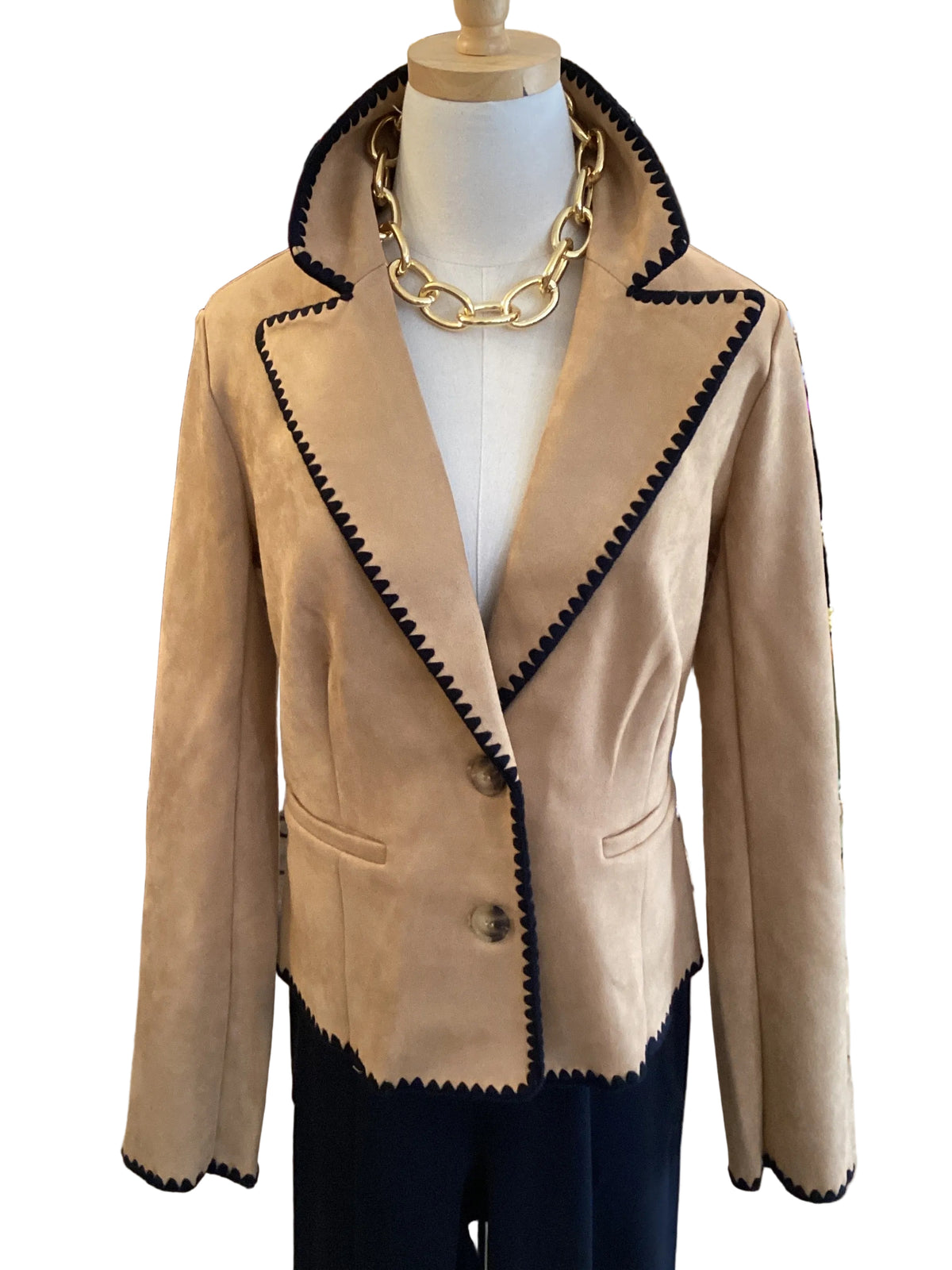 Joie camel suede jacket with black trim