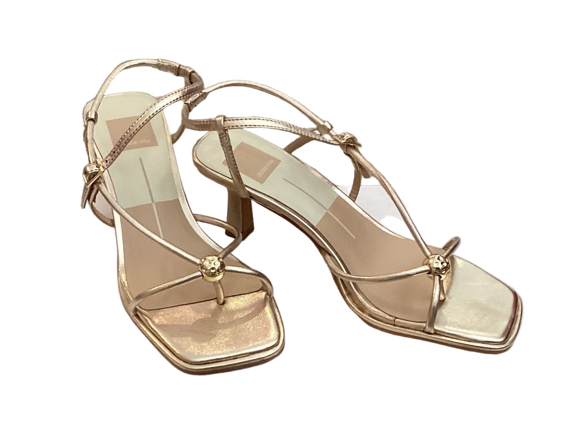 Dolce Vita Gold Strappy Heeled Sandals with 2-Inch Heel