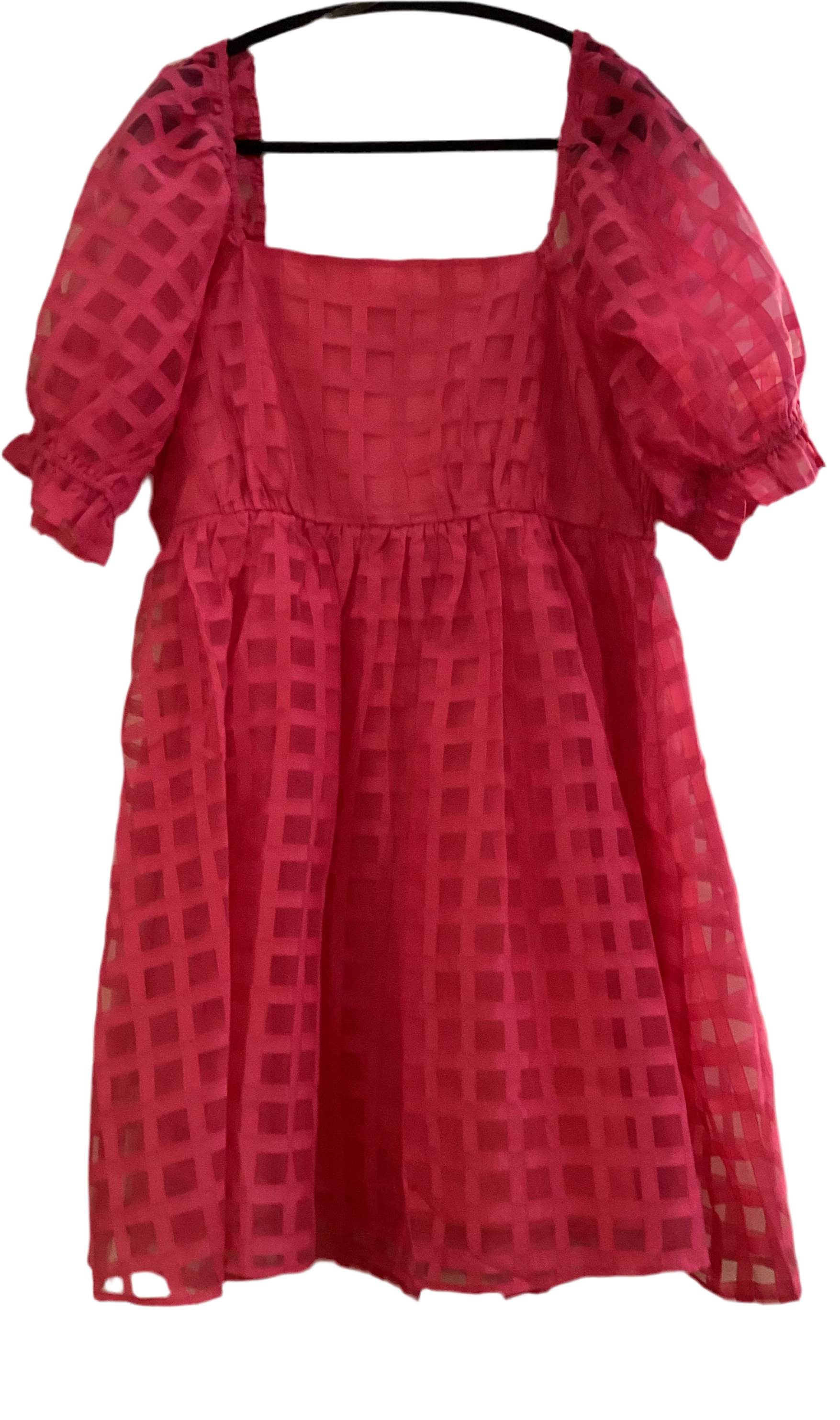 Hot pink sheer square neck dress
