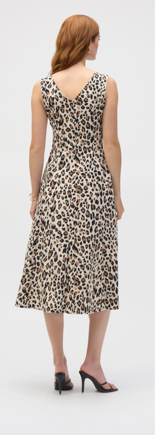 Joseph Ribkoff Beige/Black Animal Print Fit and Flare Dress