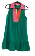TMHL green sleeveless dress with red & pink accent