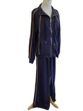 Gigio navy soft zip up jacket with rhinestone detail
