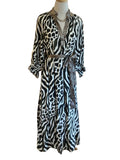 Umgee Olive vneck animal print midi dress