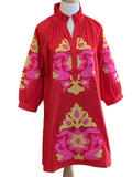 Jodifl long sleeve red dress with pink/yellow applique