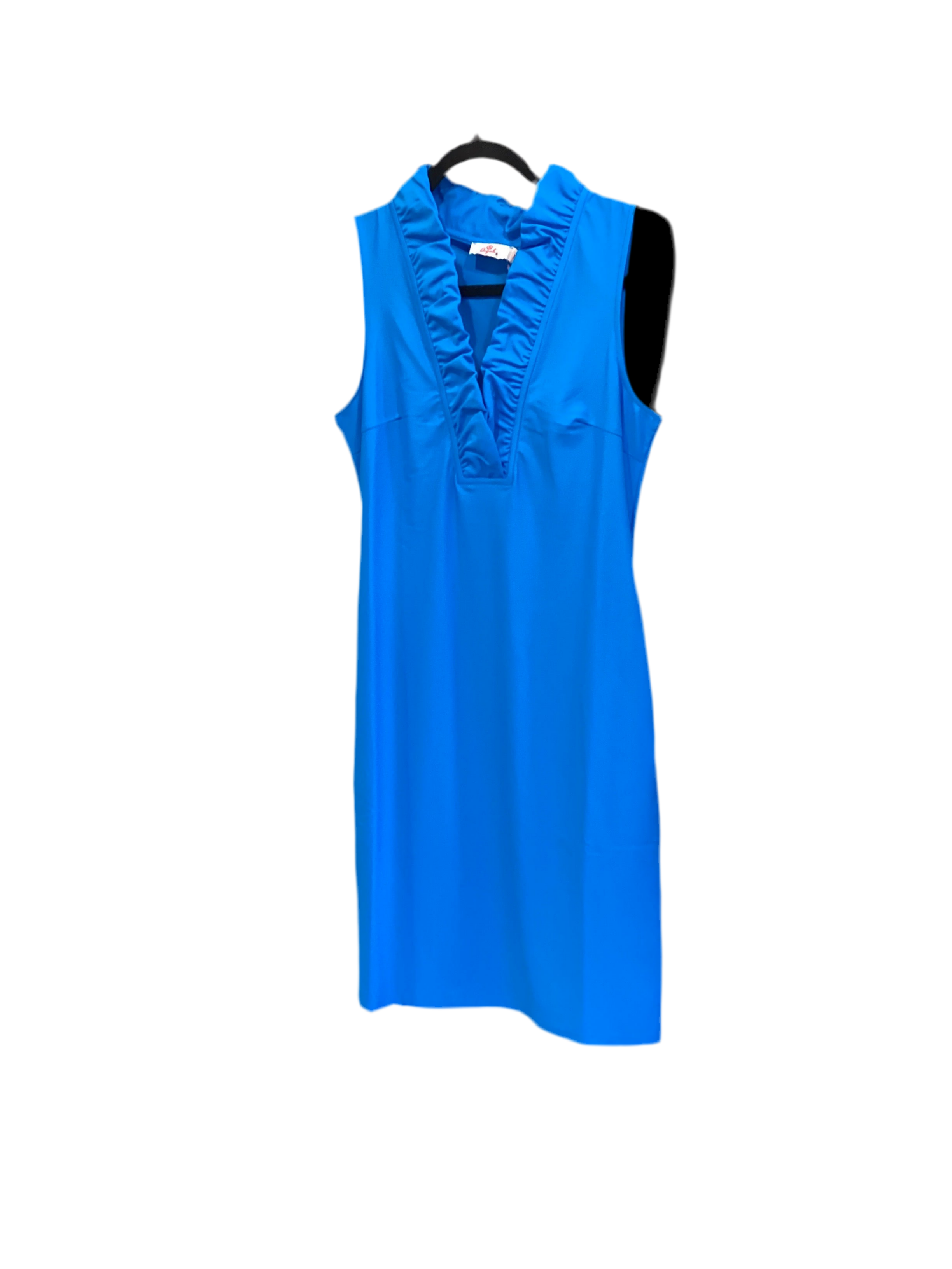 Aryeh turquois sleeveless ruffle neck dress