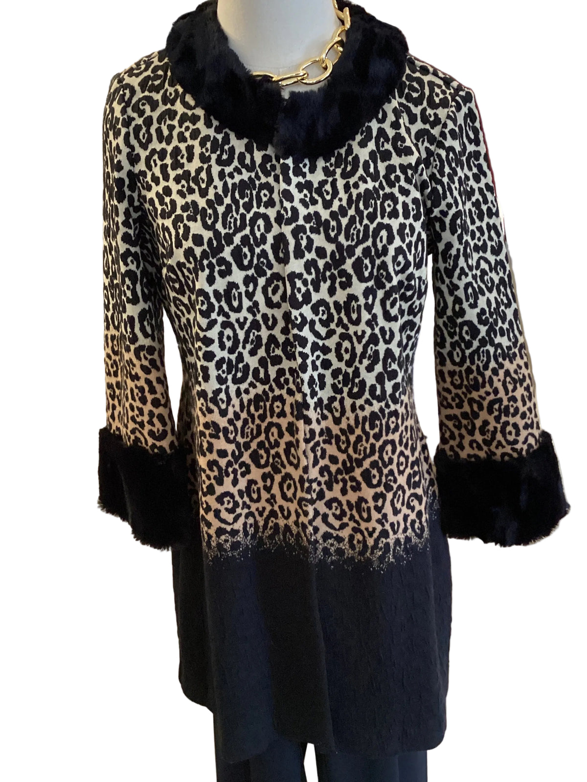 Joseph Ribkoff cheetah jacket with faux fur trim