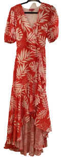 Coral Palm wrap dress