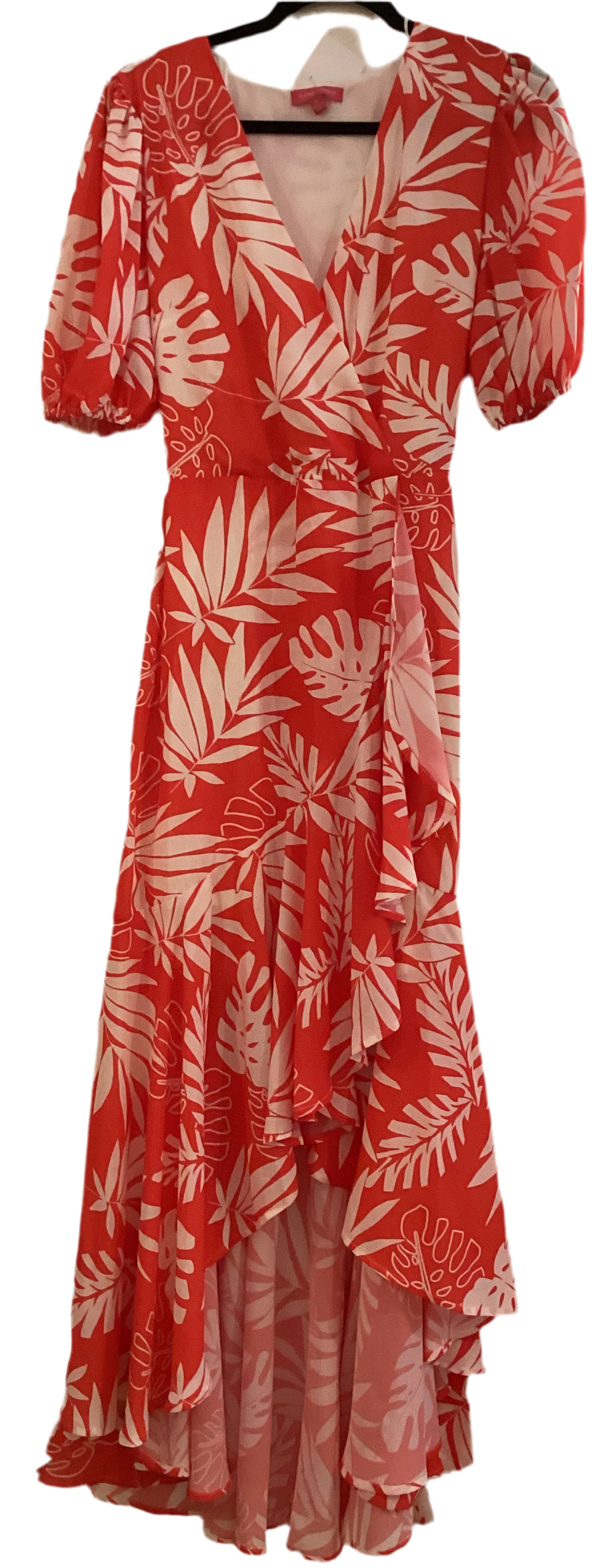 Coral Palm wrap dress