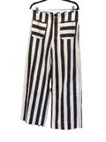 Glam black and white cropped wide leg stripe pants