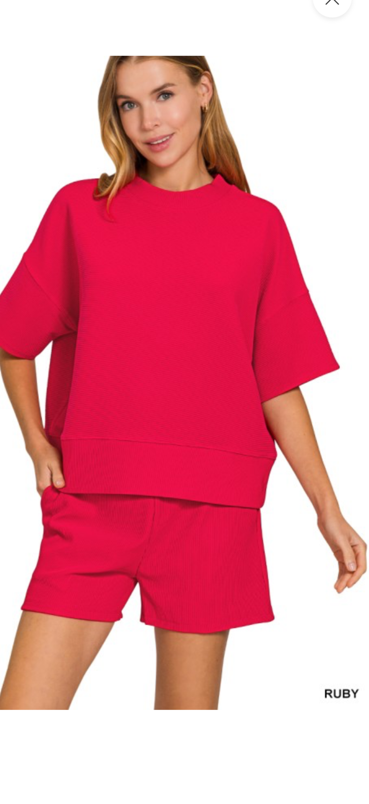 Zenana Ruby Ribbed Short Set