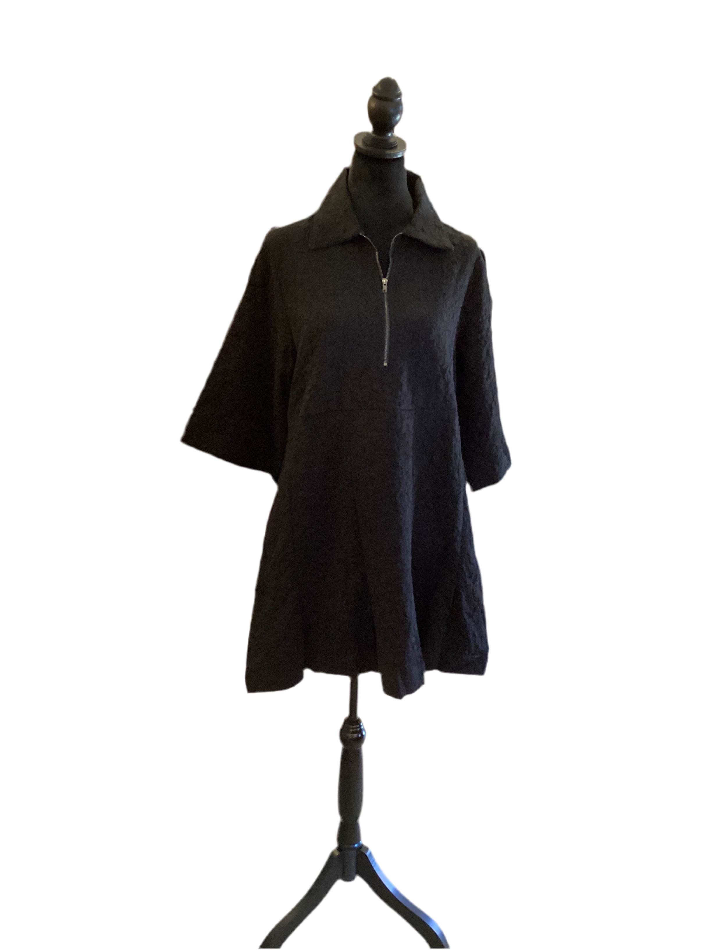 Jodifl Black Flower Imprint w zip dress