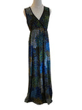 Dance Dance Peacock Print Sleeveless Maxi Dress