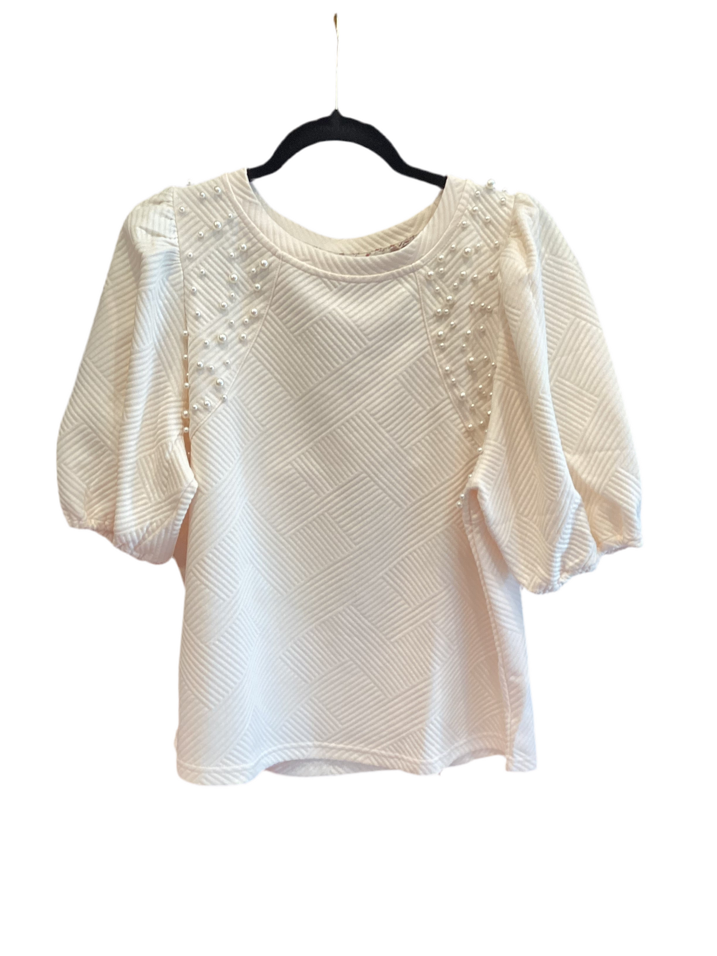 Cream Bubble Sleeve Top