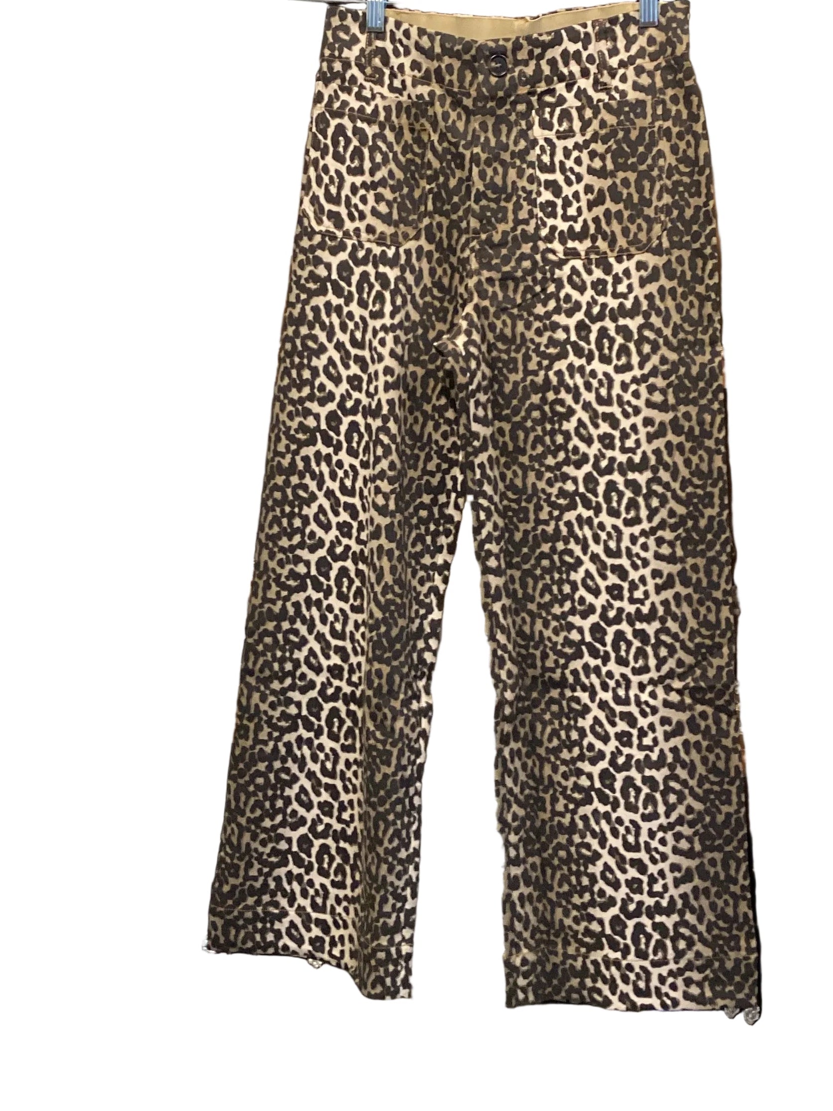 Umgee leopard high rise wide leg pant with pockets