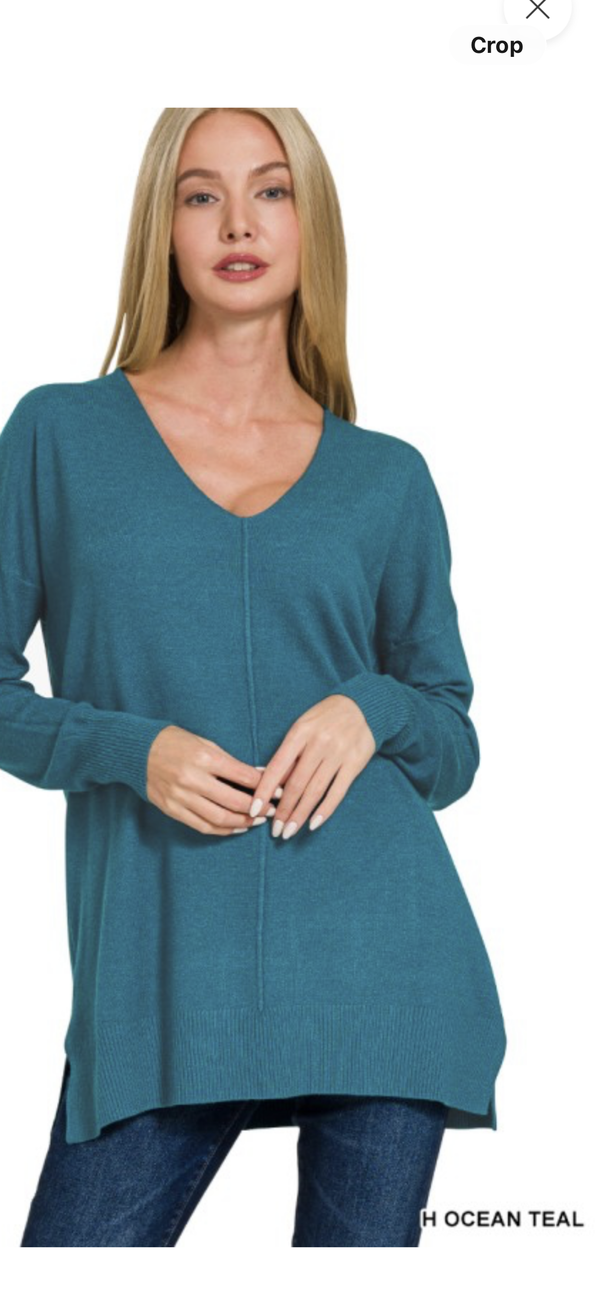Zenana ocean blue V-neck sweater