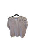 Zenana beige cap sleeve crocheted sweater