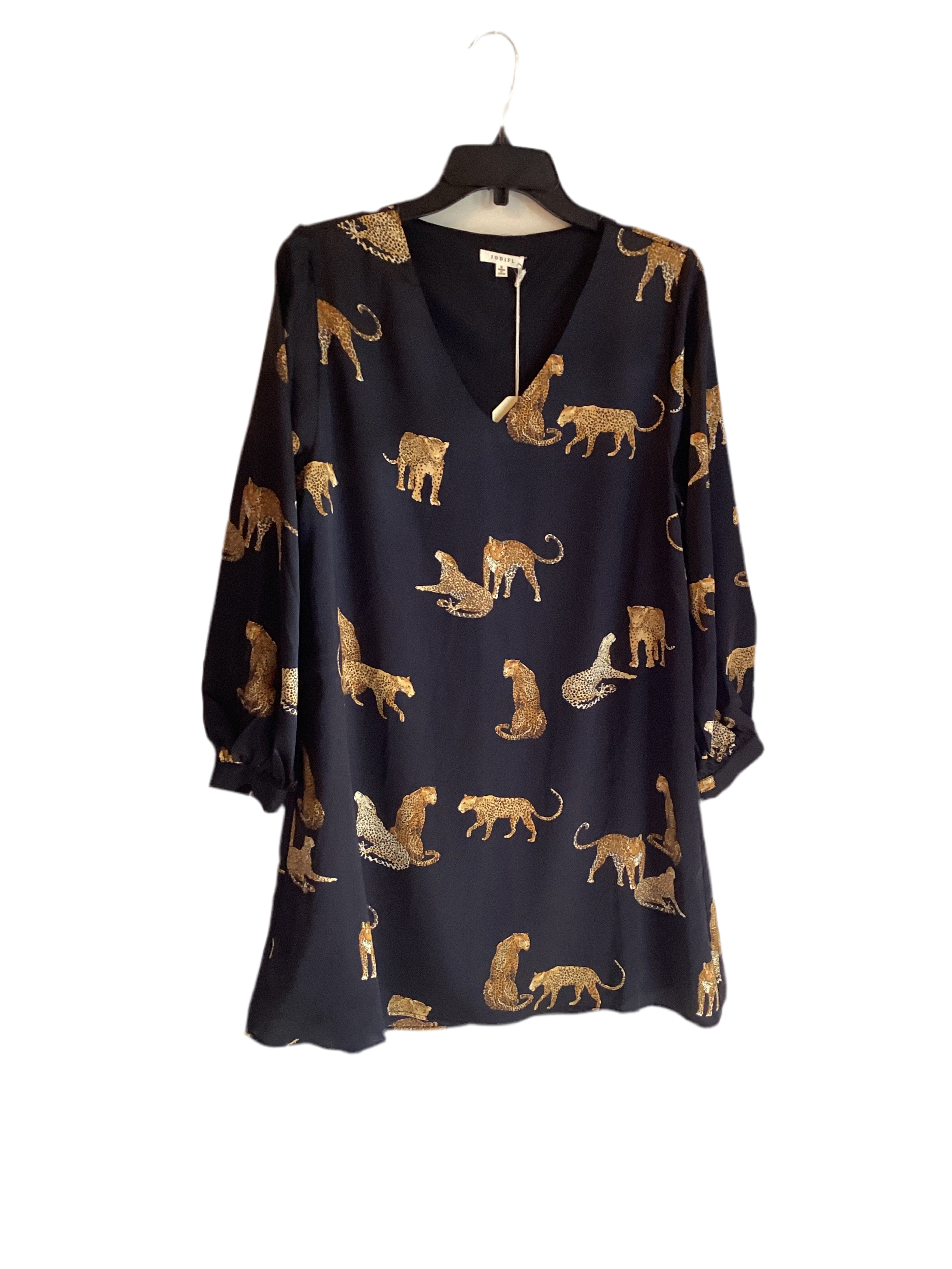 Jodifl black long sleeve dress with leopards