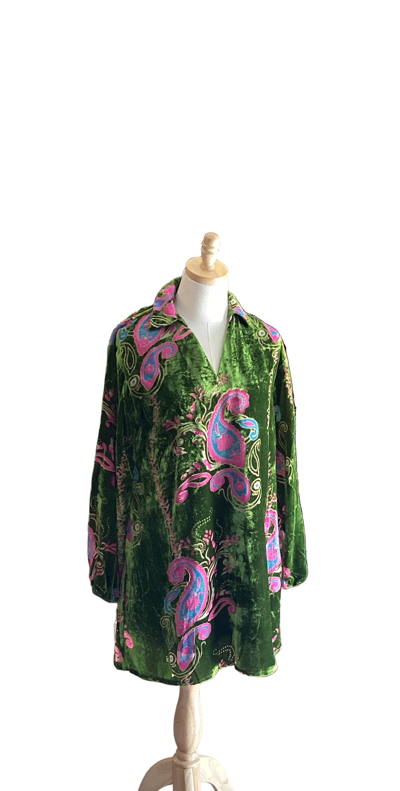 Jodifl green, hot pink, blue velvet like dress