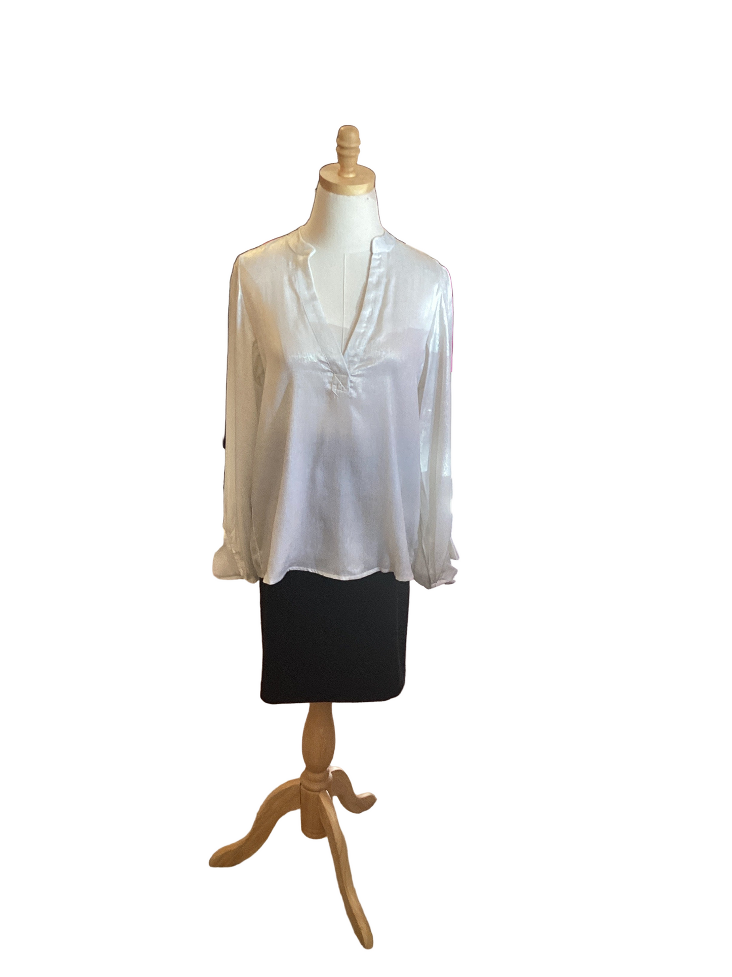 Love & Vine Henley neck long balloon champagne blouse