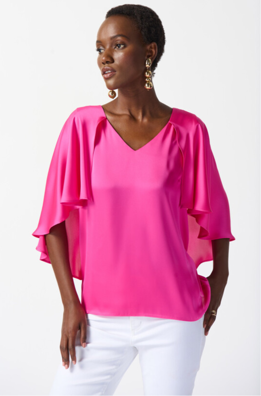 Joseph Ribkoff V-neck Flutter Sleeve Blouse