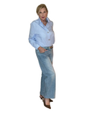 Picadilly light blue /white stripe long sleeve shirt with rhinestone accent