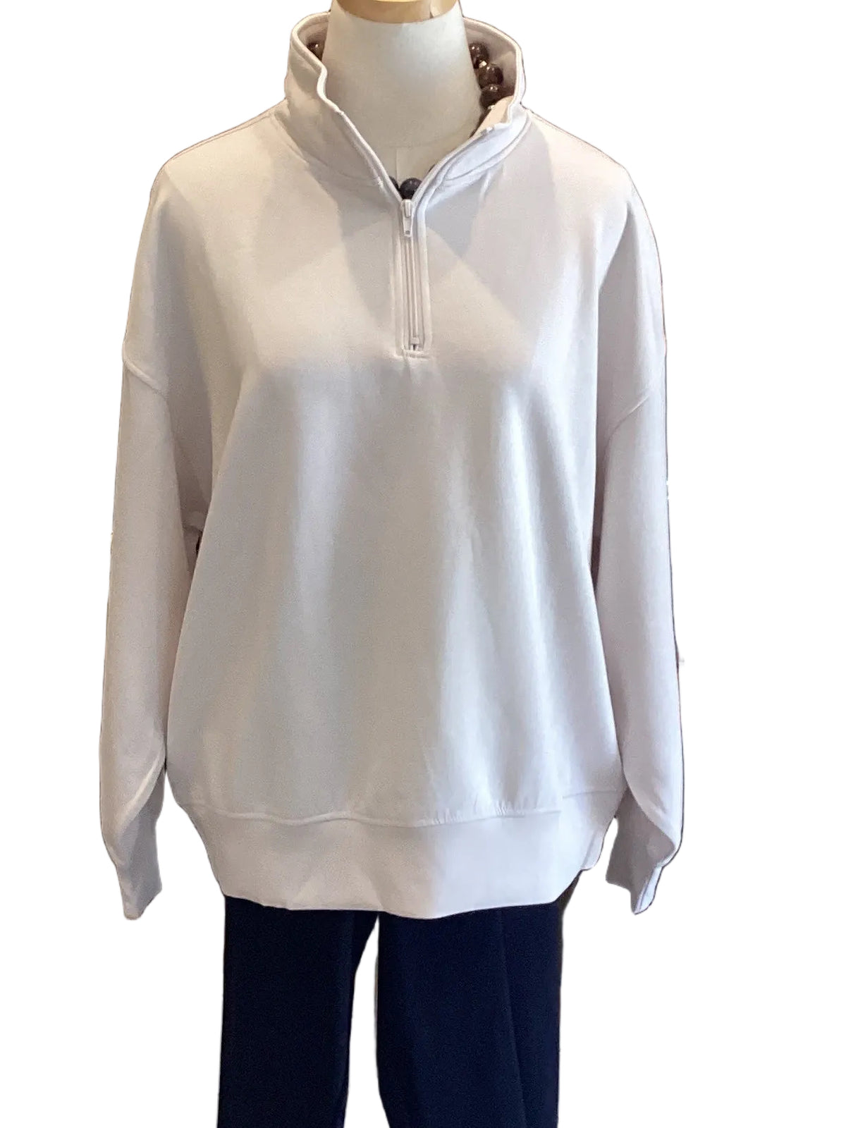 Zenana beige 1/4 zip long sleeve sweatshirt