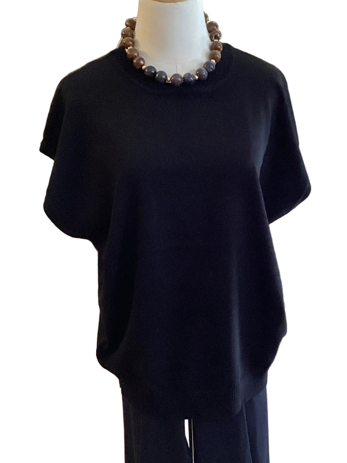 Black light weight round neck sweater vest