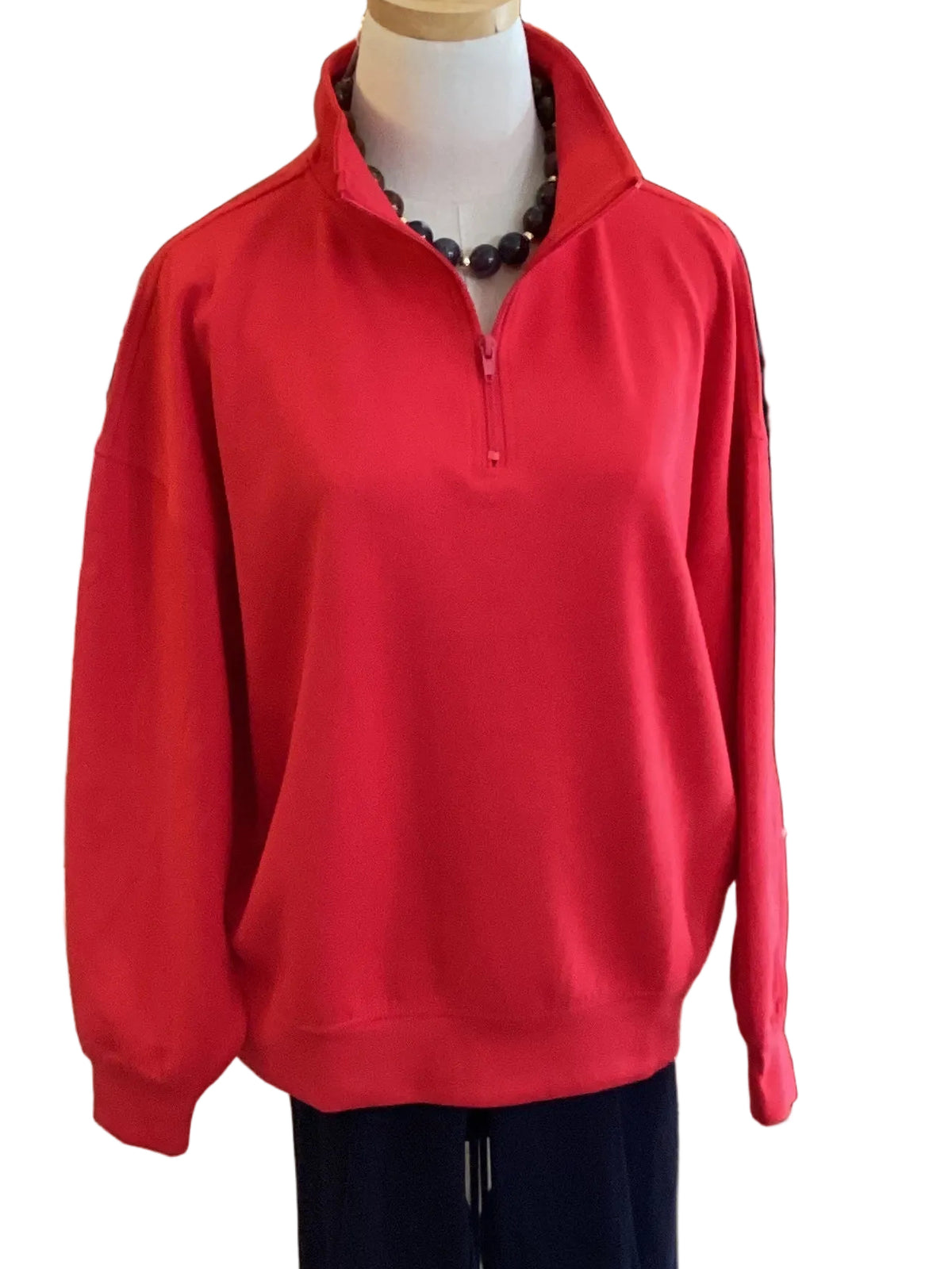 Zenana red 1/4 zip long sleeve sweatshirt