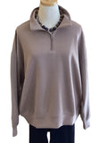 Zenana cocoa 1/4 zip long sleeve sweatshirt