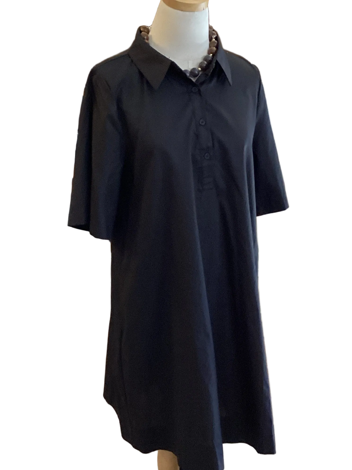 Sugarlips black 1/4 button short sleeve A line dress